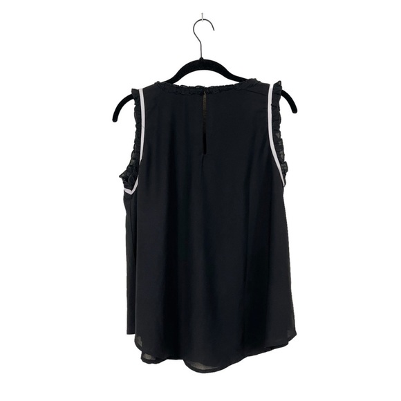 Mast & Harbour Black Ruffle Sleeveless Colorblock Trim Shell Top Size XL - Picture 3 of 6
